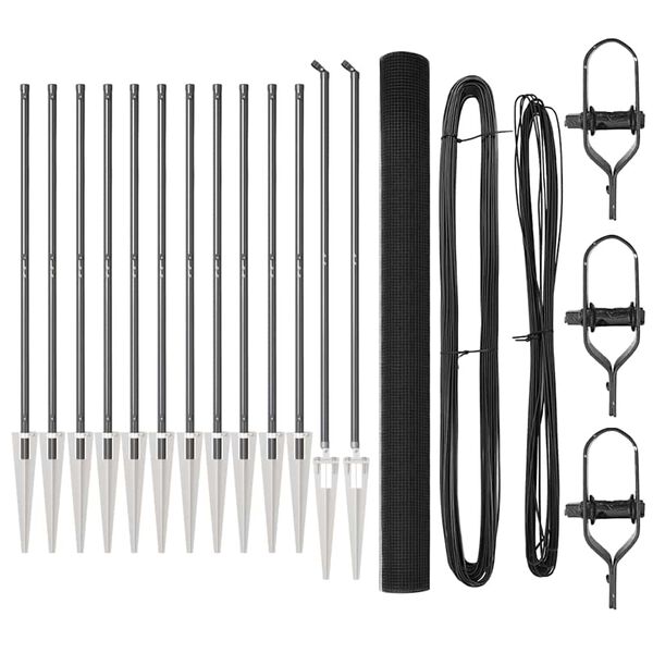 vidaXL Aitalatu Harmaa 25 x 1,6 m (25 x 25 mm verkko) Ter&auml;s ja PVC