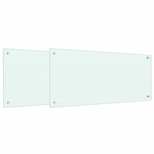 vidaXL Keittiön suojapaneeli 2 pcs Valkoinen 90 x 40 cm karkaistu lasi