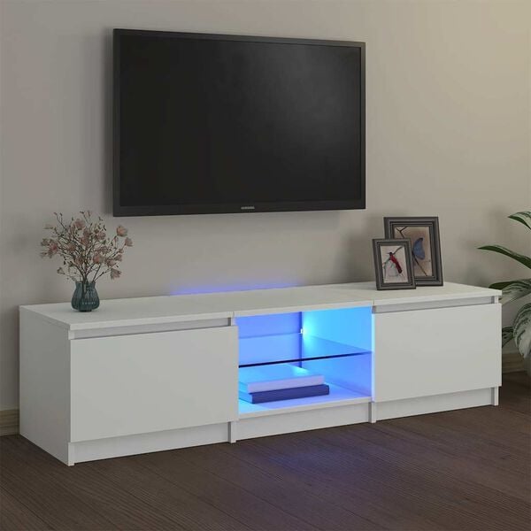 vidaXL TV-taso LED-valoilla valkoinen 140x40x36 cm