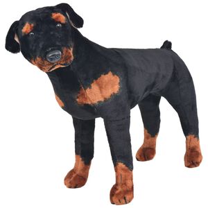 vidaXL Seisova pehmolelu rottweiler musta ja valkoinen XXL