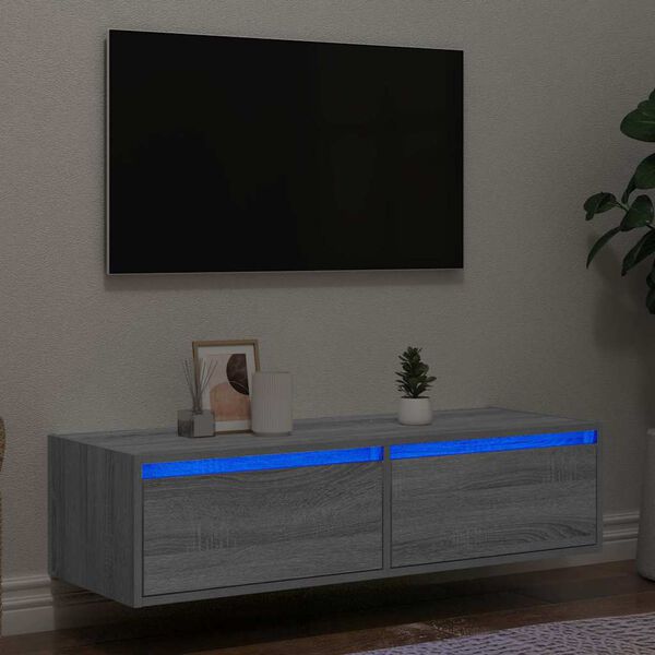 vidaXL TV-kaappi LED-valoilla harmaa sonoma 100X35,5x25 cm