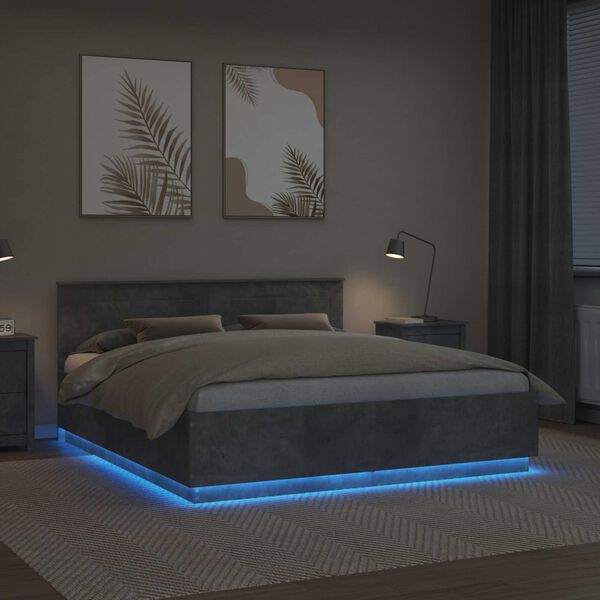 vidaXL S&auml;ngyn runko p&auml;&auml;tyll&auml; Betoni Harmaa 200 x 200 cm Tekninen puu