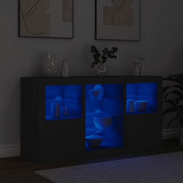 vidaXL Senkki LED-valoilla musta 123x37x67 cm