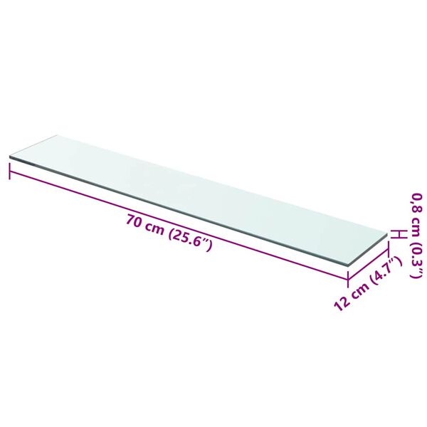 vidaXL Hyllypaneeli Kirkas Lasi 70x12 cm