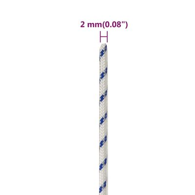 vidaXL Veneköysi valkoinen 2 mm 25 m polypropeeni