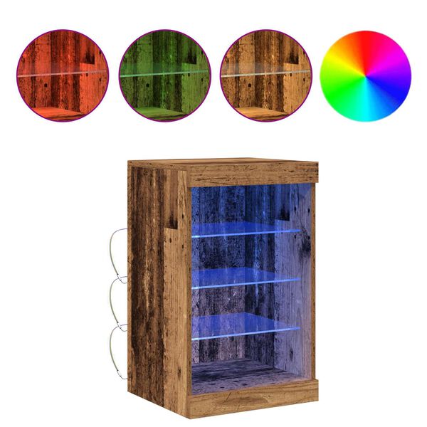 vidaXL LED-p&ouml;yt&auml;taso Vanha puu 41 x 37 x 67 cm Tekninen puu