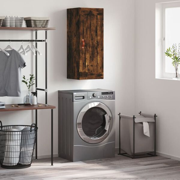 vidaXL Sein&auml;kiinnitett&auml;v&auml; kaappi savutammi 34,5x34x90 cm tekninen puu