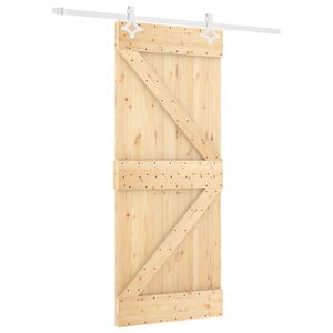 vidaXL Liukuovi Luonnollinen ja valkoinen 80 x 210 cm T&auml;ysi m&auml;nty