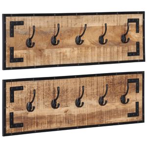 vidaXL Vaatenaulakot 2 kpl 80x8x25 cm t&auml;ysi karkea mangopuu