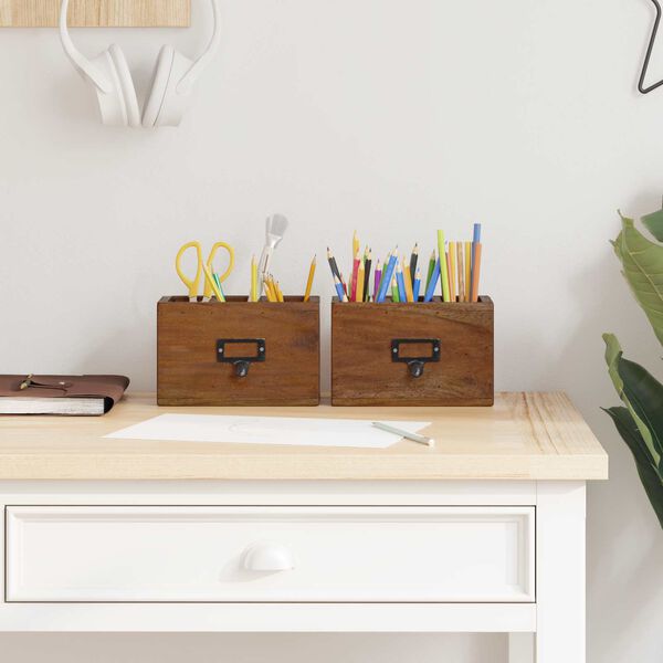 vidaXL Lyijykotelo Moniv&auml;rinen 18 x 10 x 12 cm Kiinte&auml;&auml; mahonkipuuta