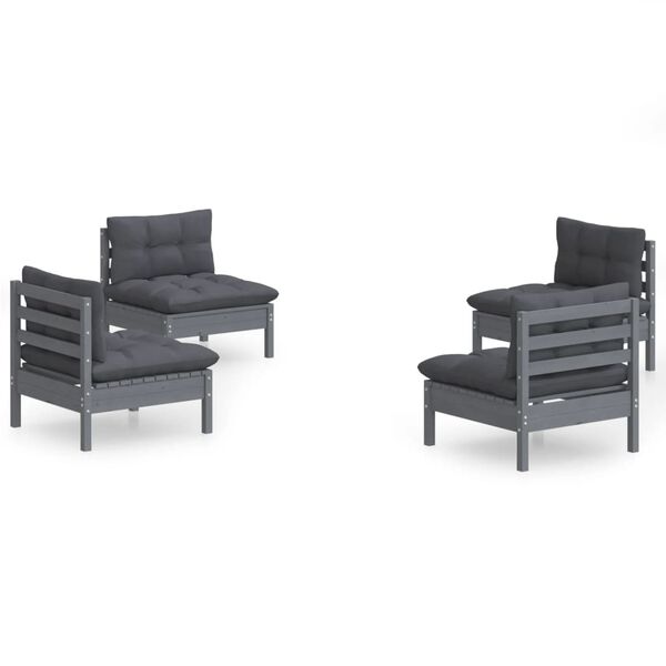 vidaXL 4-osainen Puutarhasohvasarja antrasiitti tyynyt m&auml;nty