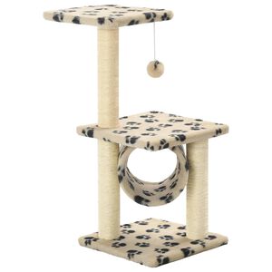 vidaXL Kissan raapimispuu sisal-pylv&auml;ill&auml; 65 cm tassunj&auml;ljet beige