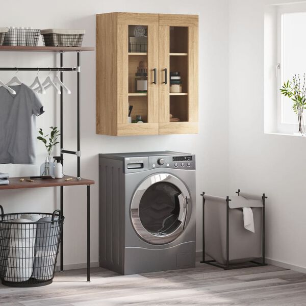 vidaXL Sein&auml;kiinnitett&auml;v&auml; kaappi Sonoma-tammi 69,5x34x90 cm