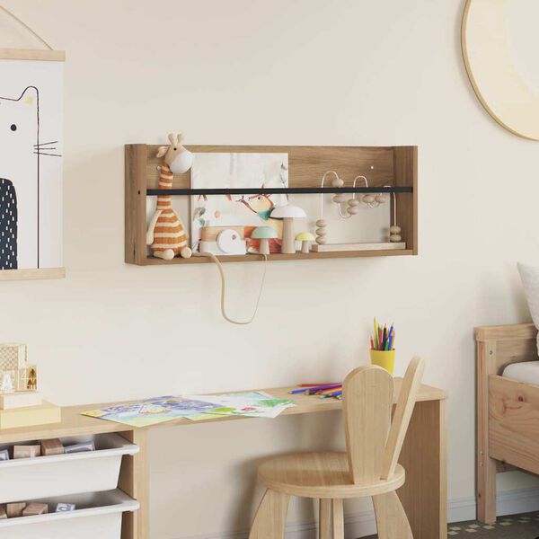 vidaXL Lehtiteline hyllyll&auml; Artisan tammi 80 x 12 x 30 cm Tekninen puu