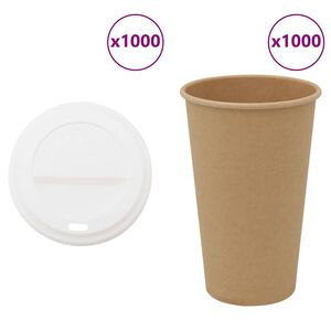 vidaXL Paperiset kahvikupit kansilla 1000 kpl 16oz 400ml