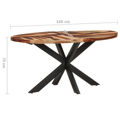vidaXL Ruokapöytä 160x90x75 cm täysi akaasiapuu seesamviimeistelyllä