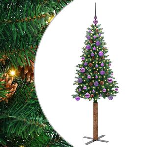 vidaXL Kapea joulupuu Vihre&auml; 150 cm PVC ja massiivipet&auml;j&auml;