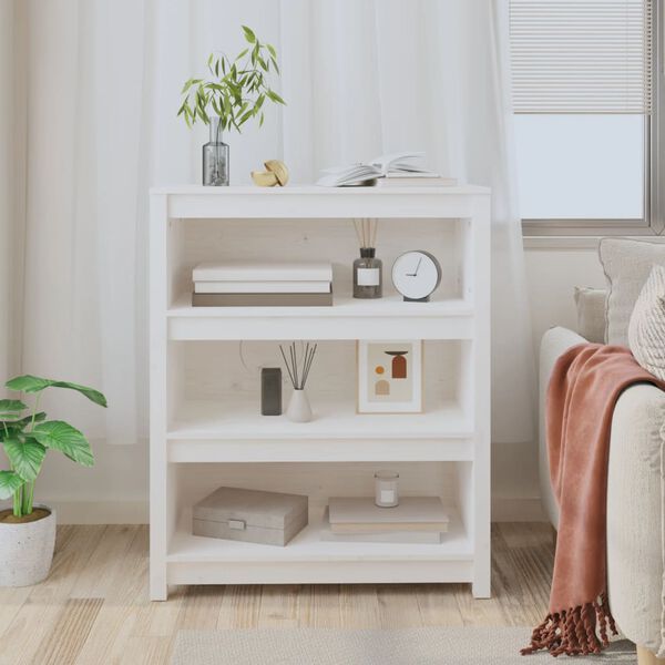 vidaXL Kirjahylly valkoinen 80x35x97 cm täysi mänty