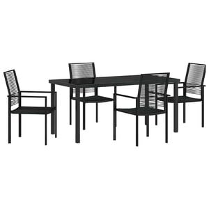vidaXL Piharuokailu setti 5 pcs Musta Jauhemaalattu Ter&auml;s