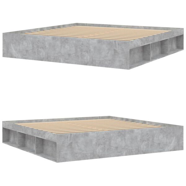 vidaXL Sängynrunko betoninharmaa 200x200 cm