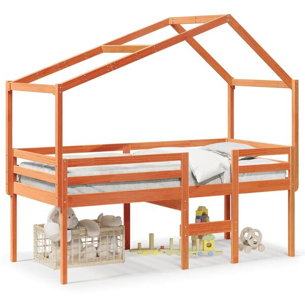 vidaXL Korotettu s&auml;nky katoksella vahanruskea 90x200 cm t&auml;ysi m&auml;nty