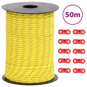 vidaXL Heijastava teltan kiinnitysk&ouml;ysi kiristimill&auml; 50 m 3 mm