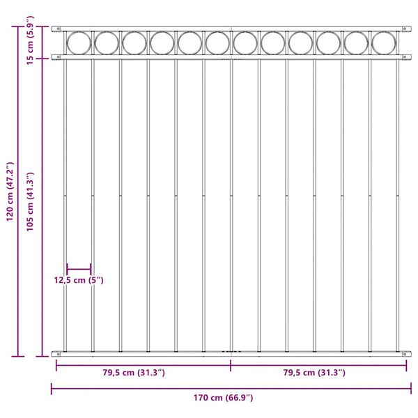 vidaXL Aitapaneeli Assen ter&auml;s 1,7x1,2 m musta
