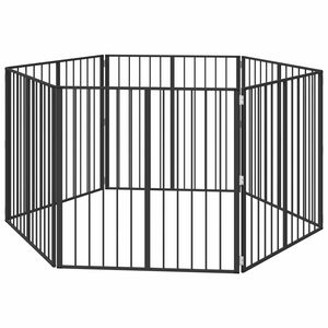 vidaXL Koiraportti 6 pcs Musta 100 x 100 cm Galvanoitu ter&auml;s
