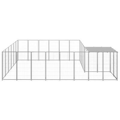 vidaXL Koiranhäkki hopea 12,1 m² teräs