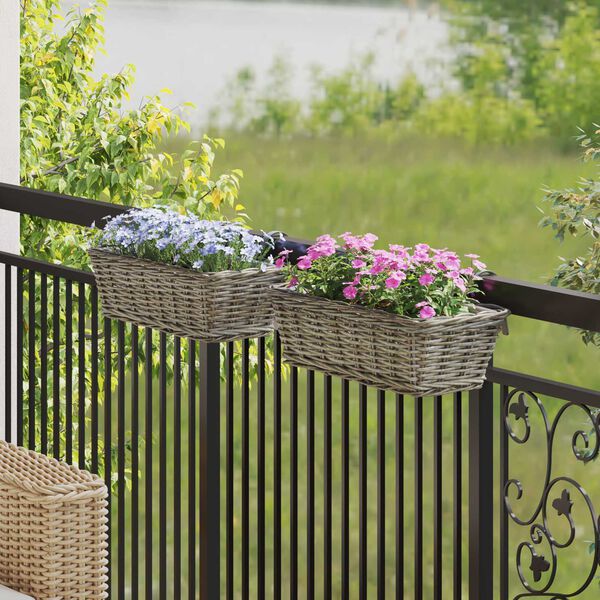 vidaXL Ripustettava Ruukku Kori 2 pcs Harmaa 48 x 22 x 15 cm