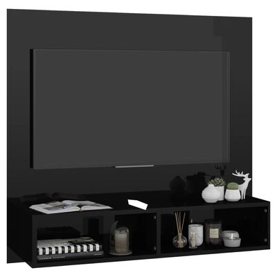 vidaXL TV-taso seinälle korkeakiilto musta 102x23,5x90cm lastulevy