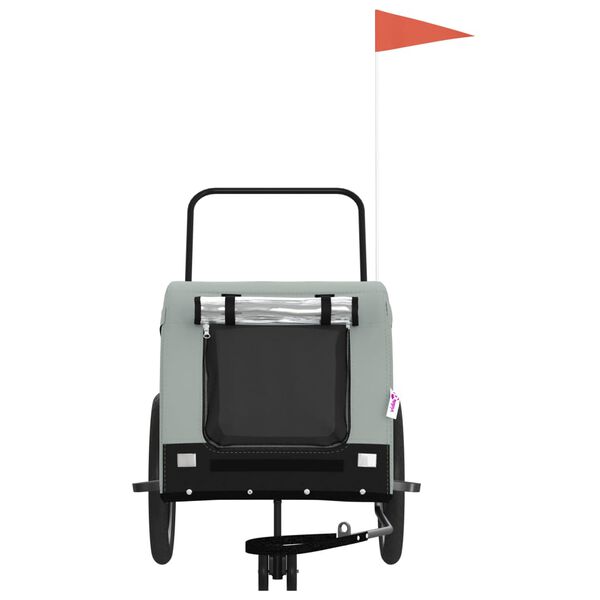 vidaXL Lemmikinkuljetuskärry polkupyörään harmaa/musta kangas ja rauta