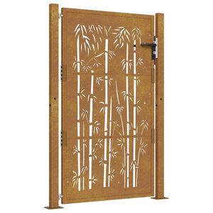 vidaXL Puutarhaportti 100x125 cm Corten-teräs Bambukuvio