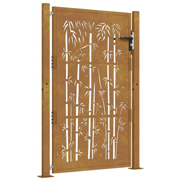 vidaXL Puutarhaportti 100x125 cm Corten-ter&auml;s Bambukuvio