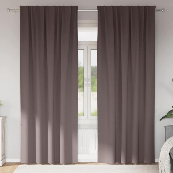 vidaXL Piment&auml;v&auml; verho renkailla 2 pcs Tumma ruskea 245 x 140 cm
