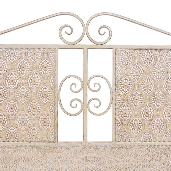 vidaXL Puutarhapenkki 115 cm teräs vintage valkoinen