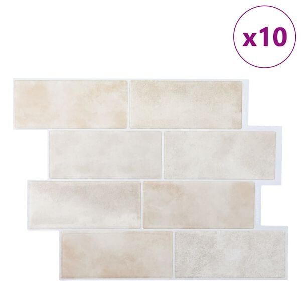 vidaXL Metrolaatta 10 pcs Beige marmori 29.4 x 21.4 cm