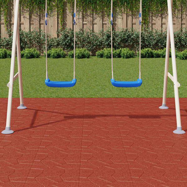 vidaXL Askelkivi 6 pcs Punainen 40,5 x 40,5 x 2 cm Kumi