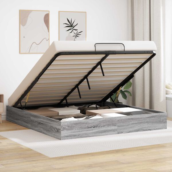 vidaXL Ottoman S&auml;ngyn Runko Harmaa Sonoma 193 x 120 x 25 cm Lastulevy