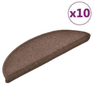 vidaXL Porrasmatot 10 kpl 56x17x3 cm kahvinruskea puolipy&ouml;re&auml;