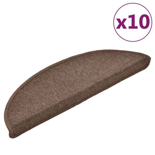 vidaXL Porrasmatot 10 kpl 56x17x3 cm kahvinruskea puolipyöreä