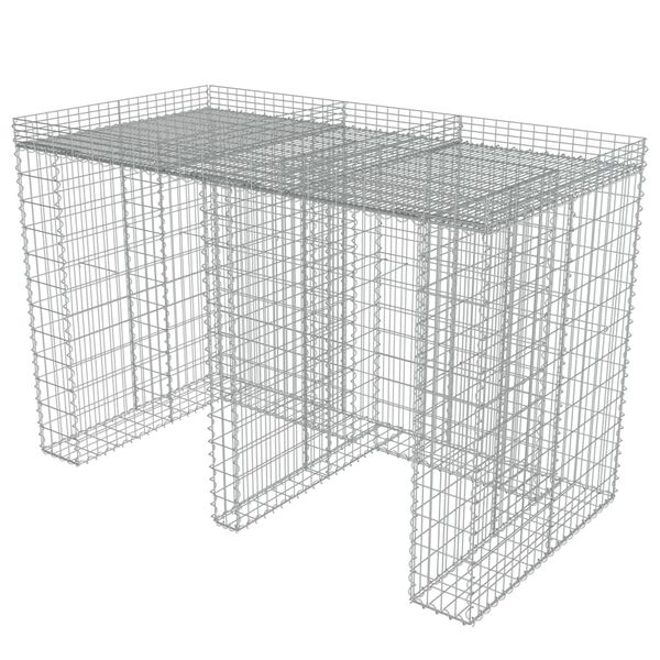 vidaXL Gabionsein&auml; roska-astioille galvanoitu ter&auml;s 190x100x130 cm