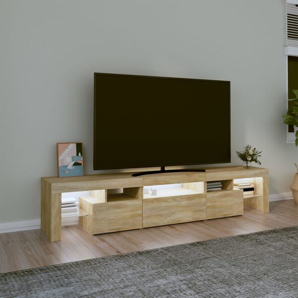 vidaXL TV-taso LED-valoilla Sonoma-tammi 200x36,5x40 cm