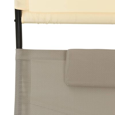 vidaXL 2-istuttava aurinkotuoli katoksella textilene taupe ja kerma