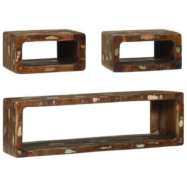 vidaXL TV-kaappisarja hyllyll&auml; 3 pcs Moniv&auml;rinen Kierr&auml;tetty T&auml;yspuu