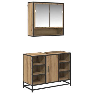 vidaXL Kylpyhuonekalustesetti ovella 2 pcs Artisan tammi Tekninen puu