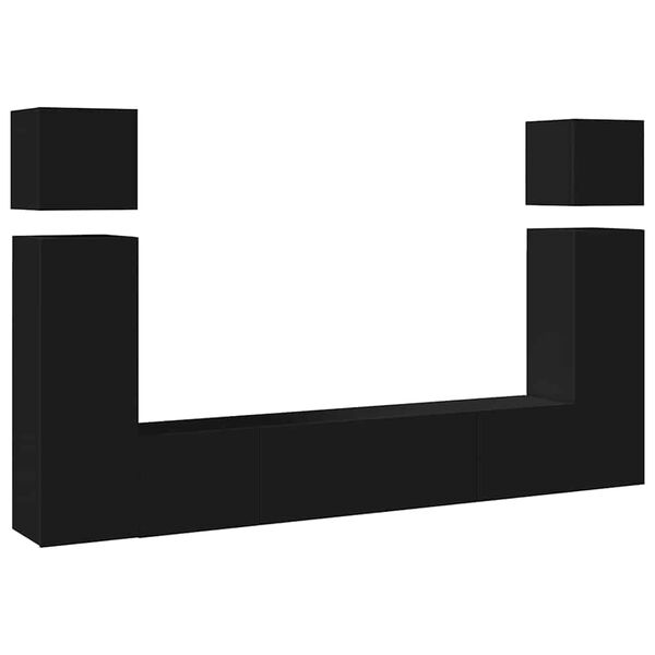 vidaXL 8-osainen TV-kaappisarja musta tekninen puu