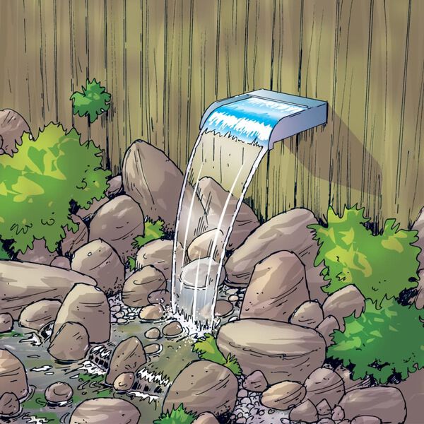 Ubbink Vesiputouslevy Nevada 60 cm LED-valolla ruostumaton ter&auml;s