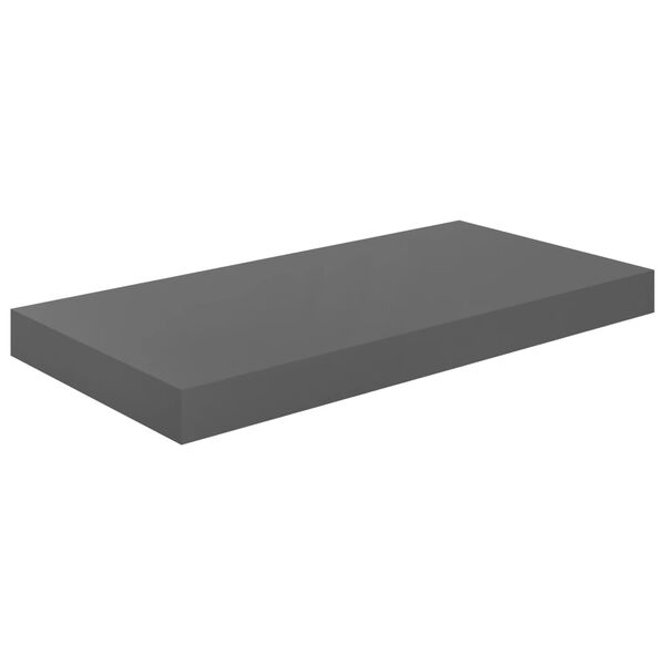 vidaXL Kelluvat seinähyllyt 2 kpl korkeakiilto harmaa 50x23x3,8 cm MDF