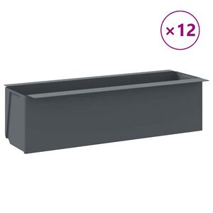vidaXL Kukkalaatikot eurolavoille 12 kpl harmaa 36x13,5x9,5 cm PP